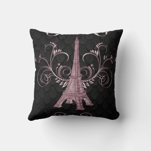 エッフェルタワーピンクフローラ渦巻き枕 クッション (裏面)