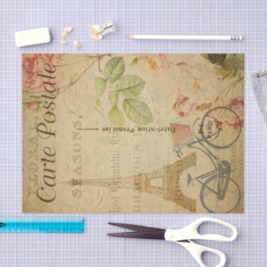 エッフェルタワーピンクローゼエフフランスのエメラデクページ 薄葉紙 (クラフト)