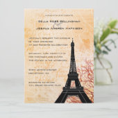 エッフェルタワーピーチ結婚式招待状 招待状 (スタンド正面)