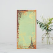 エッフェルタワーフォトカード招待状またはメニュー (スタンド正面)