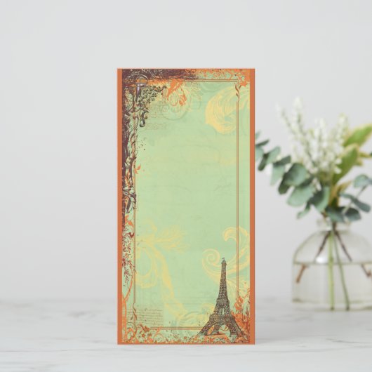 エッフェルタワーフォトカード招待状またはメニュー (スタンド正面)