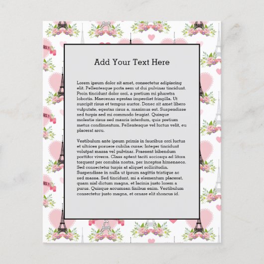 エッフェルタワーフラワーズピンクハートパリフランスの チラシ (正面)