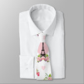 エッフェルタワーフラワーズピンクハートパリフランスの ネクタイ (タイ)