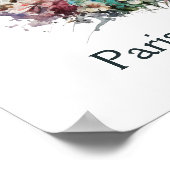 エッフェルタワーフラワーフローラウォーターカラーパリフランス ポスター (角)