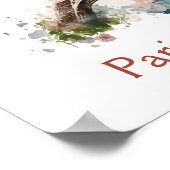 エッフェルタワーフラワーフローラウォーターカラーパリフランス ポスター (角)