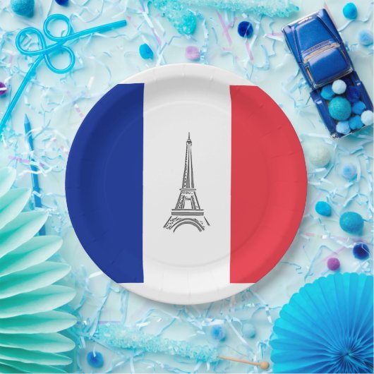 エッフェルタワーフランスのをテーマにしたパーティー紙プレート ペーパープレート (パーティー)