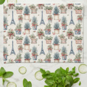 エッフェルタワーフランスのトピアリスパリスクリスマス キッチンタオル (折り畳み)