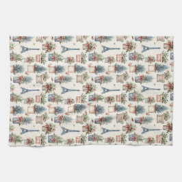 エッフェルタワーフランスのトピアリスパリスクリスマス キッチンタオル