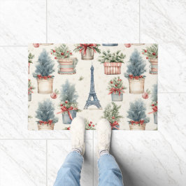 エッフェルタワーフランスのトピアリスパリスクリスマス ドアマット