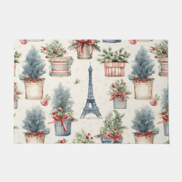 エッフェルタワーフランスのトピアリスパリスクリスマス ドアマット