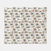 エッフェルタワーフランスのトピアリスパリスクリスマス フリースブランケット (正面(横))