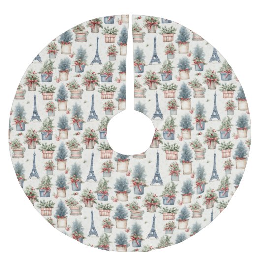 エッフェルタワーフランスのトピアリスパリスクリスマス ブラッシュドポリエステルツリースカート (正面)