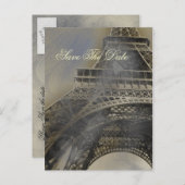 エッフェルタワーフランスのパリの結婚式の日付を保存 案内ポストカード (正面/裏面)
