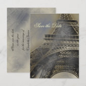 エッフェルタワーフランスのパリの結婚式の日付を保存 案内ポストカード (正面/裏面)