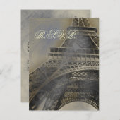 エッフェルタワーフランスのパリジャンウェディングsvpカード インビテーションポストカード (正面/裏面)