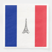 エッフェルタワーフランスのフラッグをテーマにしたパーティー紙ナプキン (正面)