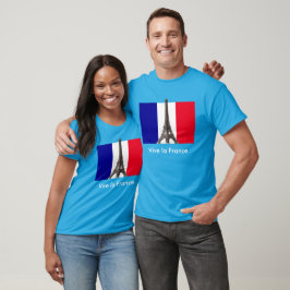 エッフェルタワーフランスのフラッグバイヴラフランスユニセックス Tシャツ