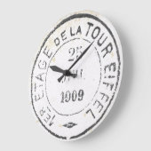 エッフェルタワーフランスのポストマークヴィンテージ ラージ壁時計 (傾斜)