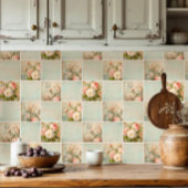 エッフェルタワーフランスのヴィンテージフローラピンクのデコパージュ タイル