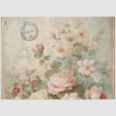 エッフェルタワーフランスのヴィンテージフローラピンクのデコパージュ 薄葉紙 (正面)