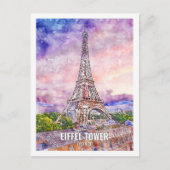 エッフェルタワーフランストラベルプレイスウォーターカラー ポストカード (正面)