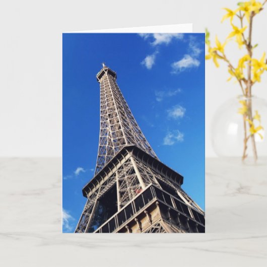 エッフェルタワーフランス旅行写真 カード (黄色い花)
