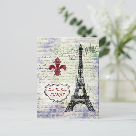 エッフェルタワーフランス日付はがきを保存 案内ポストカード (スタンド正面)