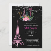 エッフェルタワーフローラパリフランス誕生日 招待状 (正面)