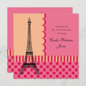 エッフェルタワーブライダフランスのルシャワーの招待状 招待状 (正面/裏面)
