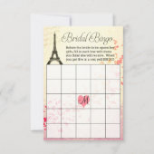 エッフェルタワーブライダルシャワービンゴカードとモノグラ 招待状 (正面)