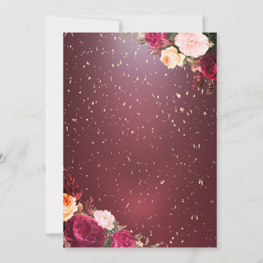 エッフェルタワーブルゴーニュ花バラ80誕生日 招待状 (裏面)