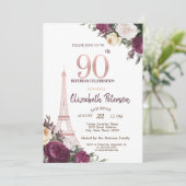 エッフェルタワーブルゴーニュ花90誕生日 招待状 (スタンド正面)