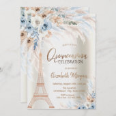 エッフェルタワーブルーバラパンパスグラスキンセアニェラ 招待状 (正面/裏面)