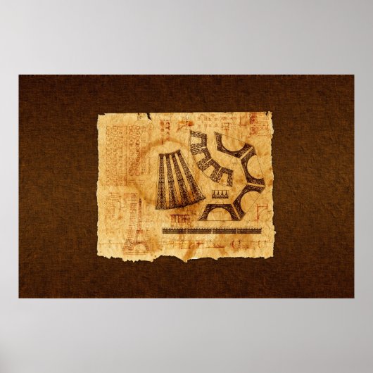 エッフェルタワーブループリント ポスター (正面)