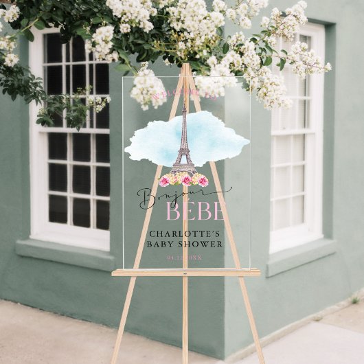 エッフェルタワーボンジュールベビーウェルカムアクリルサイン アクリルサイン