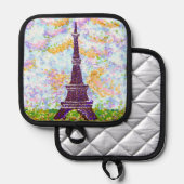 エッフェルタワーポインティリスムランドスケープポットホルダー 鍋敷き (正面/裏面)
