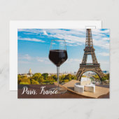 エッフェルタワーポスにブライチーズ入りのワイングラス ポストカード (正面/裏面)