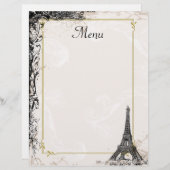 エッフェルタワーメニューヴィンテージフランスのスタイル (正面/裏面)