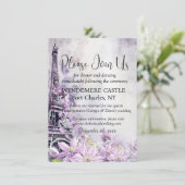 エッフェルタワーラベンダーロマンスQRコード結婚ズ エンクロージャーカード (スタンド正面)