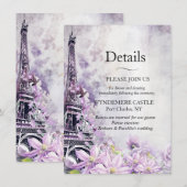 エッフェルタワーラベンダーロマ結婚ンス エンクロージャーカード (正面/裏面)