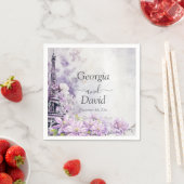 エッフェルタワーラベンダーロマ結婚ンス スタンダードカクテルナプキン (インサイチュ)