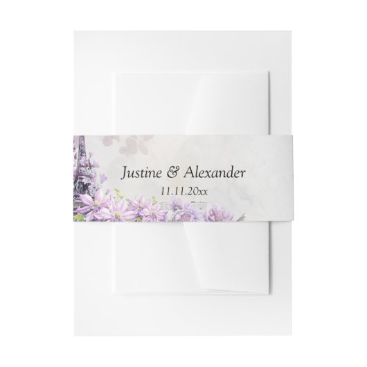 エッフェルタワーラベンダーロマ結婚ンス 招待状ベリーバンド (正面例)