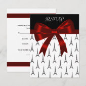 エッフェルタワーレッドボウRSVPカード 出欠カード (正面/裏面)