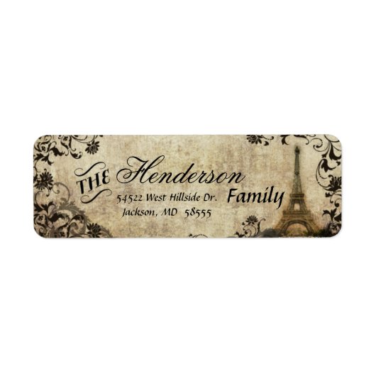 エッフェルタワーヴィンテージウェディング差出人住所ラベル ラベル (正面)