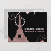 エッフェルタワーヴィンテージパリは日付を保存 案内ポストカード (正面/裏面)