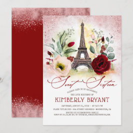 エッフェルタワーヴィンテージパリバラ金ゴールドSweet sixteen 招待状