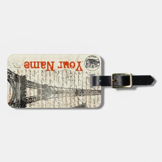 エッフェルタワーヴィンテージフランスのラゲッジタグ ラゲッジタグ (正面横)