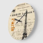 エッフェルタワーヴィンテージフランスの時計 ラージ壁時計 (傾斜)