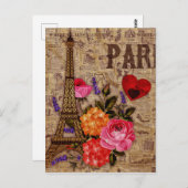 エッフェルタワーヴィンテージフランスの ポストカード (正面/裏面)
