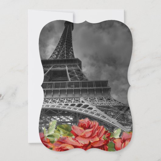 エッフェルタワーヴィンテージフローラ結婚式招待状 招待状 (裏面)
